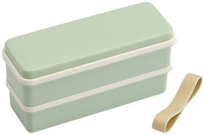 Skater Slim Bento Box 630ml in Dull Green 2-Tier with Silicone Lid Made in Japan for Women- Japan Figure Store - #1 Bring To You The Best Japanese Goods