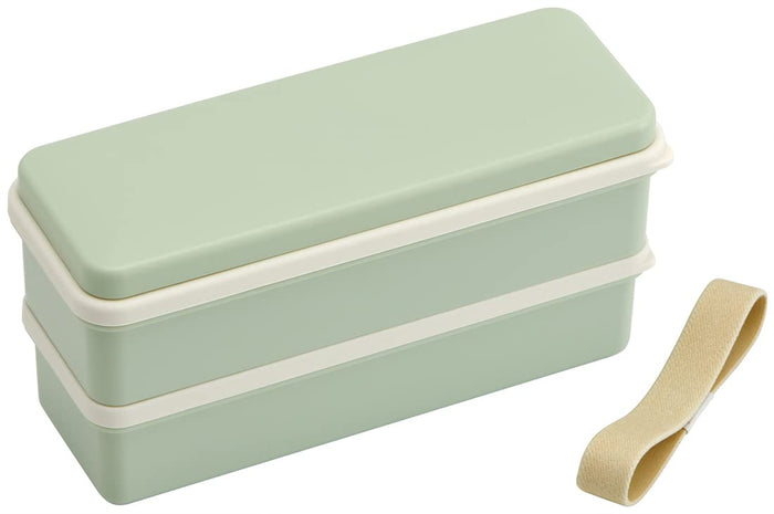 Skater Slim Bento Box 630ml in Dull Green 2-Tier with Silicone Lid Made in Japan for Women- Japan Figure Store - #1 Bring To You The Best Japanese Goods