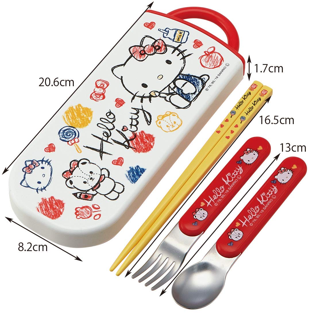 Skater Trio Set for Kids - Hello Kitty Sketch Bento Chopsticks Fork Spoon- Japan Figure Store - #1 Bring To You The Best Japanese Goods