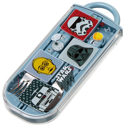 Skater Trio Set Kid's Bento Chopsticks Fork & Spoon - 16.5cm Star Wars & Disney Doodles- Japan Figure Store - #1 Bring To You The Best Japanese Goods