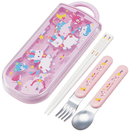 Skater Kids Bento Trio Set - Unicorn Theme Chopsticks Spoon & Fork 16.5cm- Japan Figure Store - #1 Bring To You The Best Japanese Goods