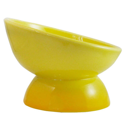 Skater Wide Ceramic Pet Food Bowl with Mat for Brachycephalic Dogs - Yellow- Japan Figure Store - #1 Bring To You The Best Japanese Goods