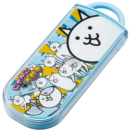 Skater Battle Cats Antibacterial Trio Set: Lunch Box Spoon Fork Chopsticks - Kids' Made in Japan- Japan Figure Store - #1 Bring To You The Best Japanese Goods