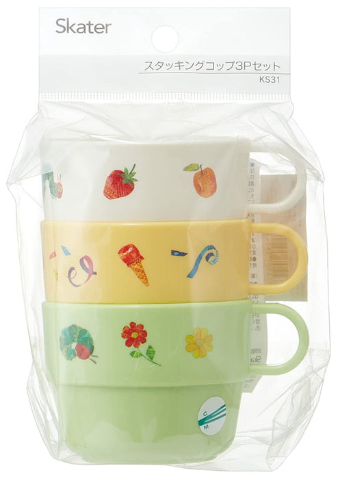 Skater Kids Set of 3 Cups Very Hungry Caterpillar Theme Made in Japan KS31-A- Japan Figure Store - #1 Bring To You The Best Japanese Goods