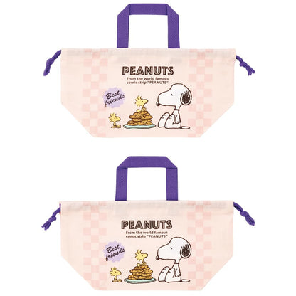 Skater Children's Lunch Box Drawstring Bag Snoopy 80s Cafe Japan Made- Japan Figure Store - #1 Bring To You The Best Japanese Goods