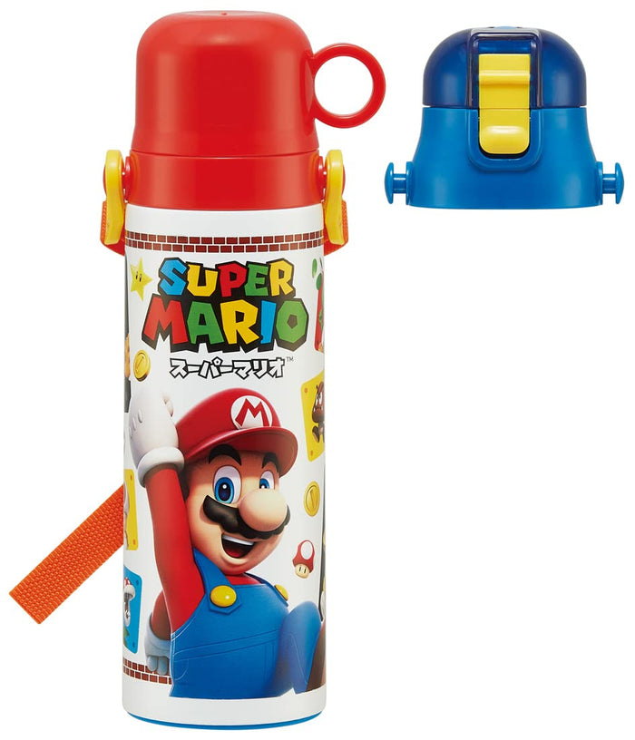 Skater Super Mario 23 Kids Stainless Steel Water Bottle Lightweight 580ml Sports Hydration Child-Friendly- Japan Figure Store - #1 Bring To You The Best Japanese Goods