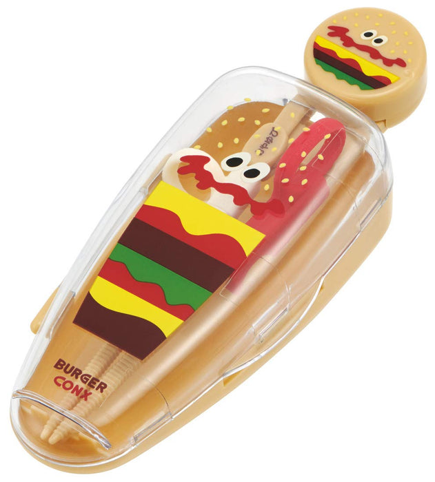 Skater Kids Training Chopsticks 14cm Right-Handed Square Tips Burger Design Case Ages 2-7- Japan Figure Store - #1 Bring To You The Best Japanese Goods