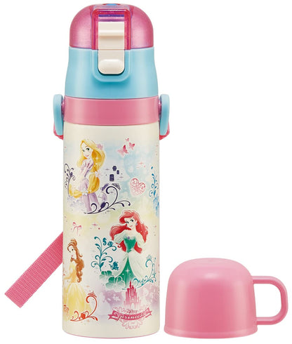 Skater Disney Princess Cinderella Kids Water Bottle 430ml Cup 470ml Direct Drink Lightweight Stainless Steel with Drawstring for Kindergarten Girls- Japan Figure Store - #1 Bring To You The Best Japanese Goods