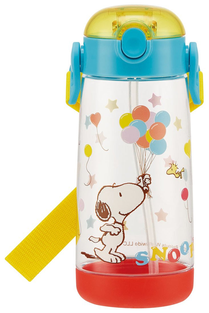 Skater Snoopy Disney 480Ml Kids Water Bottle with Clear Design and Straw- Japan Figure Store - #1 Bring To You The Best Japanese Goods