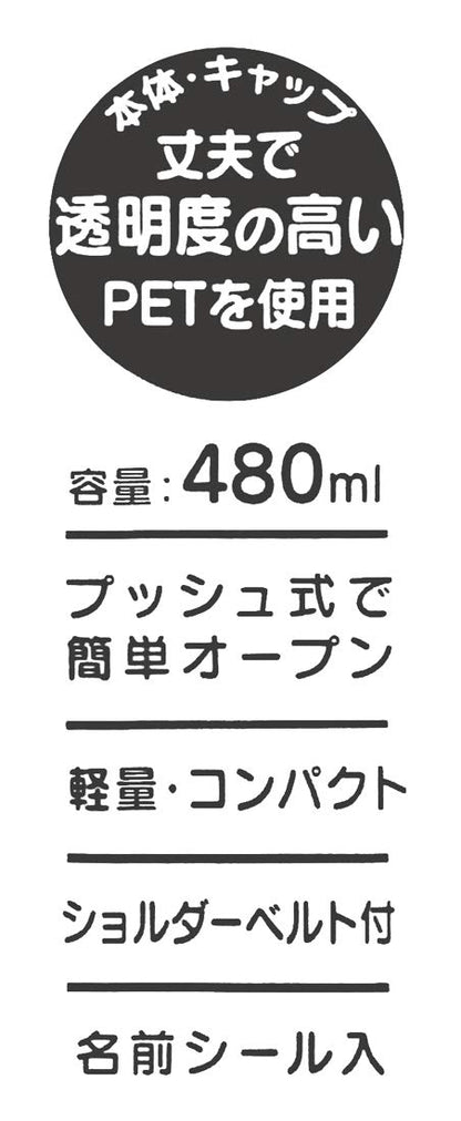 Skater Dinosaur 480ml Clear Water Bottle with Straw for Boys - PDSH5-A- Japan Figure Store - #1 Bring To You The Best Japanese Goods