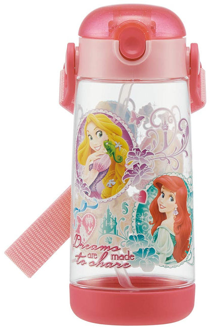 Skater Disney Princess 480ml Clear Water Bottle with Straw for Girls PDSH5- Japan Figure Store - #1 Bring To You The Best Japanese Goods