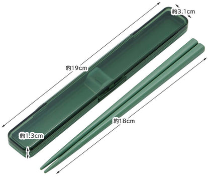 Antibacterial Skater Chopstick and Case Set 18cm Adult Size Sage Green Made in Japan- Japan Figure Store - #1 Bring To You The Best Japanese Goods