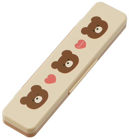 Skater Adult Antibacterial Chopsticks & Spoon Set Pompon's Bear 18cm - Made in Japan- Japan Figure Store - #1 Bring To You The Best Japanese Goods