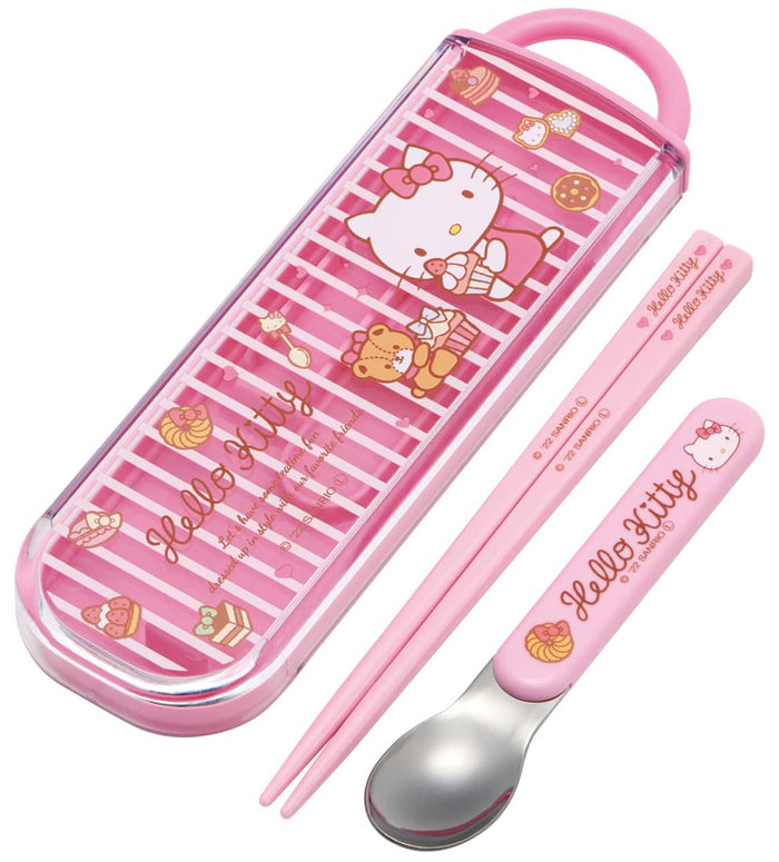 Skater Antibacterial Hello Kitty Chopsticks and Spoon Set Made in Japan