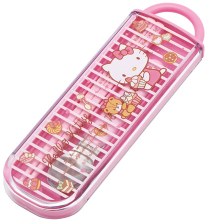 Skater Antibacterial Hello Kitty Chopsticks and Spoon Set Made in Japan