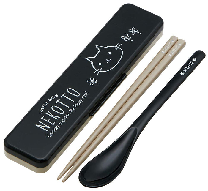 Skater Nekotto 18cm Silver Ion Antibacterial Chopsticks and Spoon Set from Japan- Japan Figure Store - #1 Bring To You The Best Japanese Goods