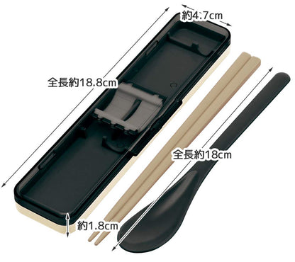 Skater 18cm Retro French Black Chopsticks and Spoon Set Silver Ion Antibacterial Made in Japan- Japan Figure Store - #1 Bring To You The Best Japanese Goods