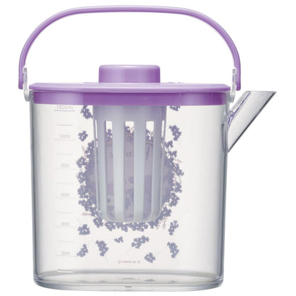 Skater 1.2L Heat Resistant Cold Tea Pot with Strainer - Kuromi Flower Wreath Design- Japan Figure Store - #1 Bring To You The Best Japanese Goods