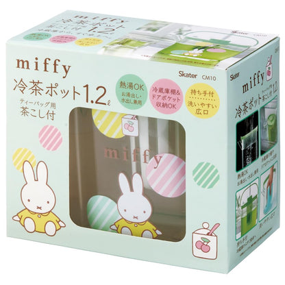 Skater 1.2L Heat-Resistant Cold Tea Pot with Strainer Miffy Pastel Water Jug Cm10-A- Japan Figure Store - #1 Bring To You The Best Japanese Goods