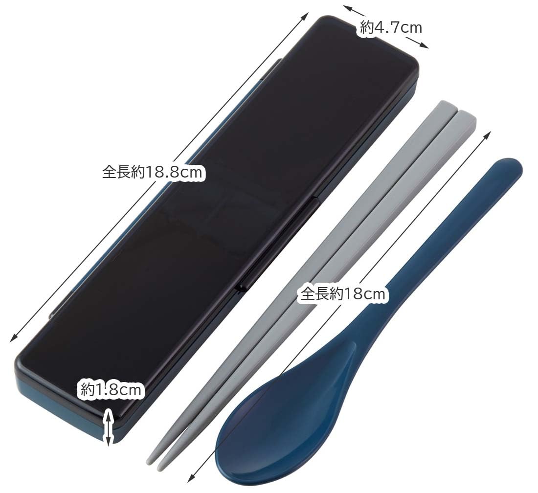 Skater Midnight Blue Antibacterial Chopsticks and Spoon Set 21cm CCS45SAAG-A- Japan Figure Store - #1 Bring To You The Best Japanese Goods