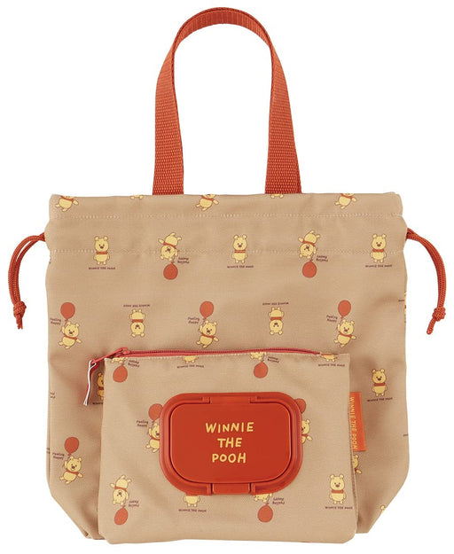 Skater Winnie The Pooh Drawstring Diaper Bag with Wipe Pocket Kbopc1-A- Japan Figure Store - #1 Bring To You The Best Japanese Goods