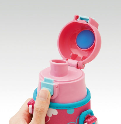 Skater Girl's Stainless Steel Water Bottle Heart Polka Dot Design 470ml with Cover- Japan Figure Store - #1 Bring To You The Best Japanese Goods