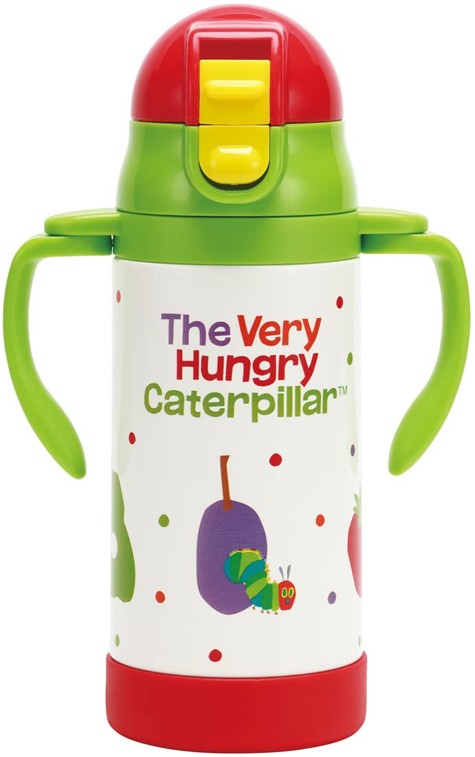 Skater 350ml Stainless Steel Baby Water Bottle with Double Handle and Straw - Very Hungry Caterpillar Design- Japan Figure Store - #1 Bring To You The Best Japanese Goods