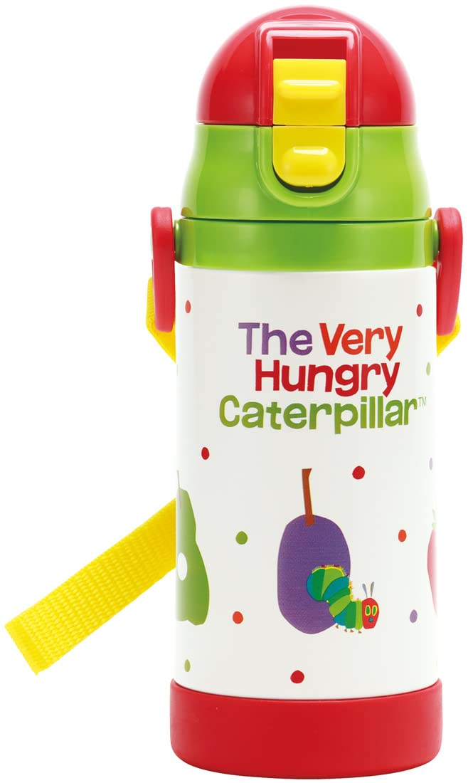 Skater 350ml Stainless Steel Baby Water Bottle with Double Handle and Straw - Very Hungry Caterpillar Design- Japan Figure Store - #1 Bring To You The Best Japanese Goods