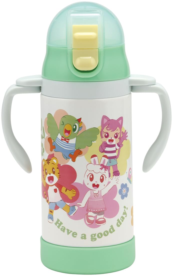 Skater 350ml Steel Water Bottle Double-Handed Baby Mug with Straw Shimajiro Stwm3N-A- Japan Figure Store - #1 Bring To You The Best Japanese Goods