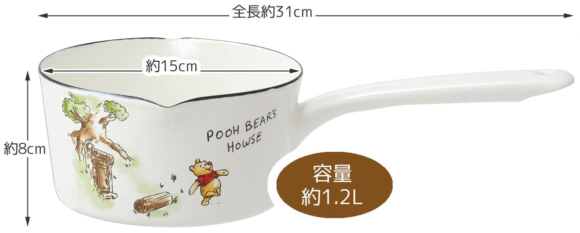 Skater 15cm Disney Winnie The Pooh Enamel Double-Spout Milk Pan 1.2L - ENMP1-A- Japan Figure Store - #1 Bring To You The Best Japanese Goods