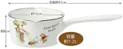 Skater 15cm Disney Winnie The Pooh Enamel Double-Spout Milk Pan 1.2L - ENMP1-A- Japan Figure Store - #1 Bring To You The Best Japanese Goods
