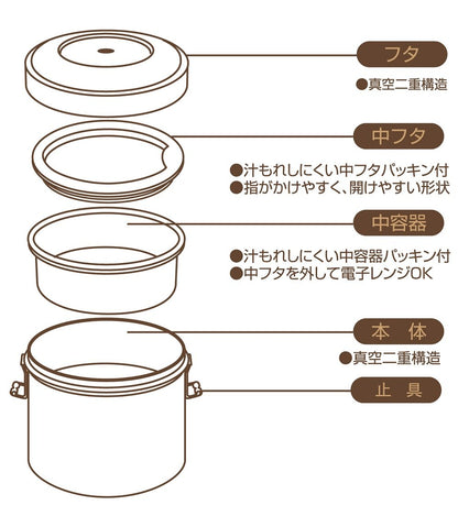 Skater Stainless Steel Insulated 840Ml Lunch Box Rice Bowl - Brooklyn Series- Japan Figure Store - #1 Bring To You The Best Japanese Goods