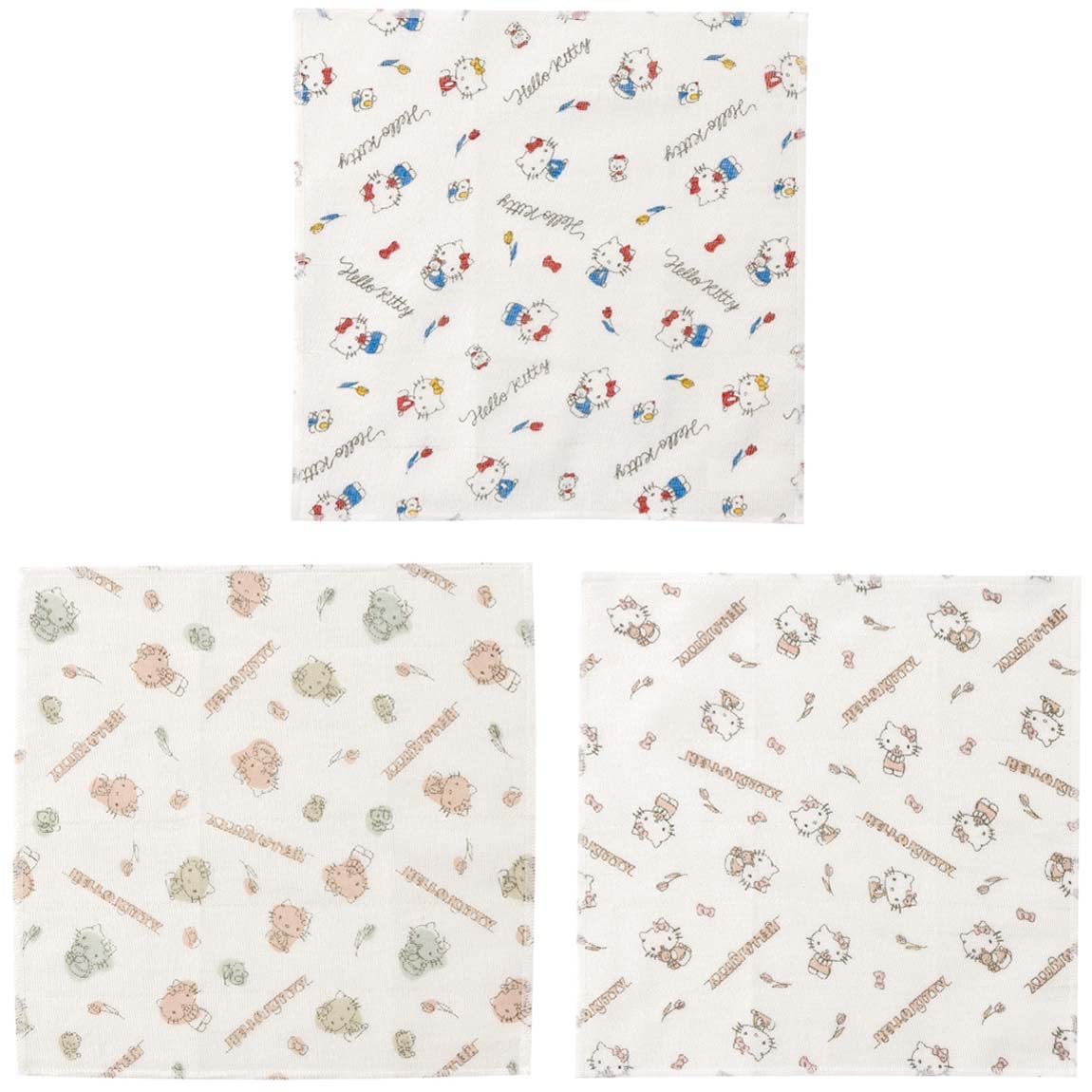 Skater Hello Kitty Line Design 30x30cm Fabric Dishcloth Set - 3 Pieces by Kaya- Japan Figure Store - #1 Bring To You The Best Japanese Goods