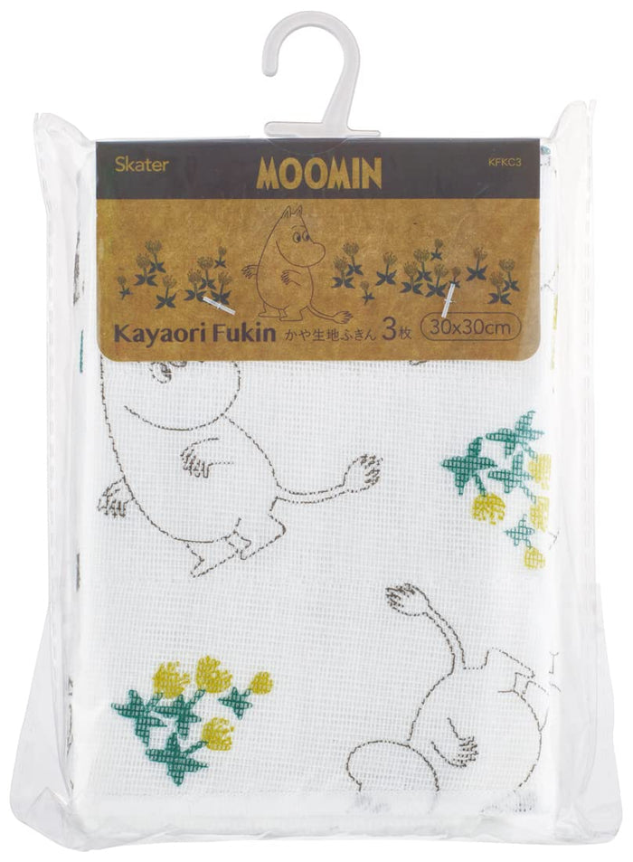Skater Moomin Kaya Fabric Dishcloth 30x30cm 3-Piece Set KFKC3-A- Japan Figure Store - #1 Bring To You The Best Japanese Goods