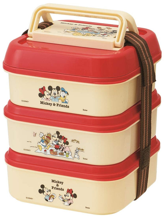 Skater Mickey & Friends 3 Tier Large Lunch Box for Picnic Disney 4.5L P23- Japan Figure Store - #1 Bring To You The Best Japanese Goods