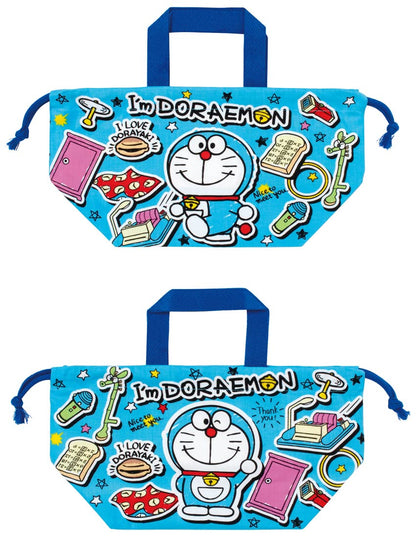 Skater Doraemon Sticker Lunch Box Drawstring Bag Made in Japan Kb7-A- Japan Figure Store - #1 Bring To You The Best Japanese Goods