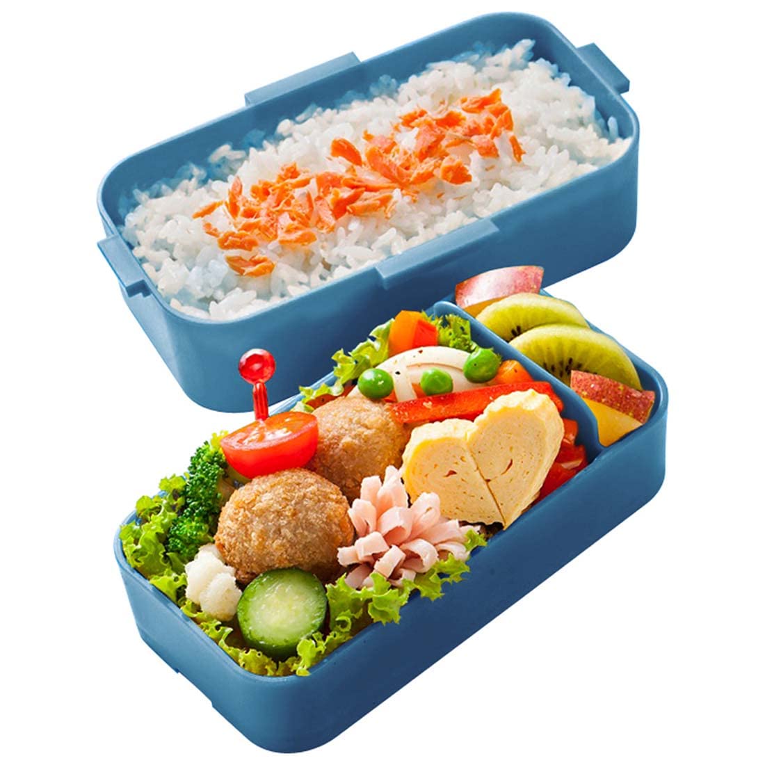 Skater Ocean Blue 600Ml 2-Tier Antibacterial Lunch Box with Soft Dome Lid Made in Japan for Women- Japan Figure Store - #1 Bring To You The Best Japanese Goods
