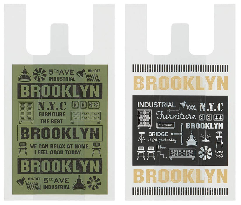 Skater Large Plastic Shopping Bags with Handles Brooklyn RGBH3 10pcs 50x30x16 cm- Japan Figure Store - #1 Bring To You The Best Japanese Goods