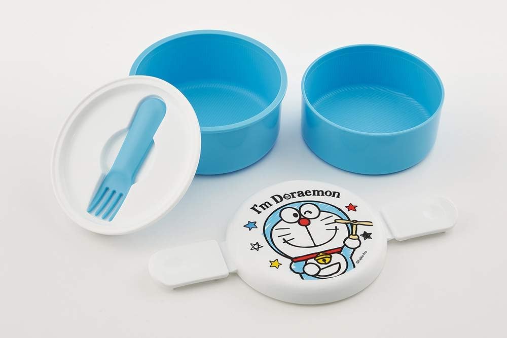 Skater Doraemon 500ml Round Bento Lunch Box with Fork - Secret Gadget Series- Japan Figure Store - #1 Bring To You The Best Japanese Goods