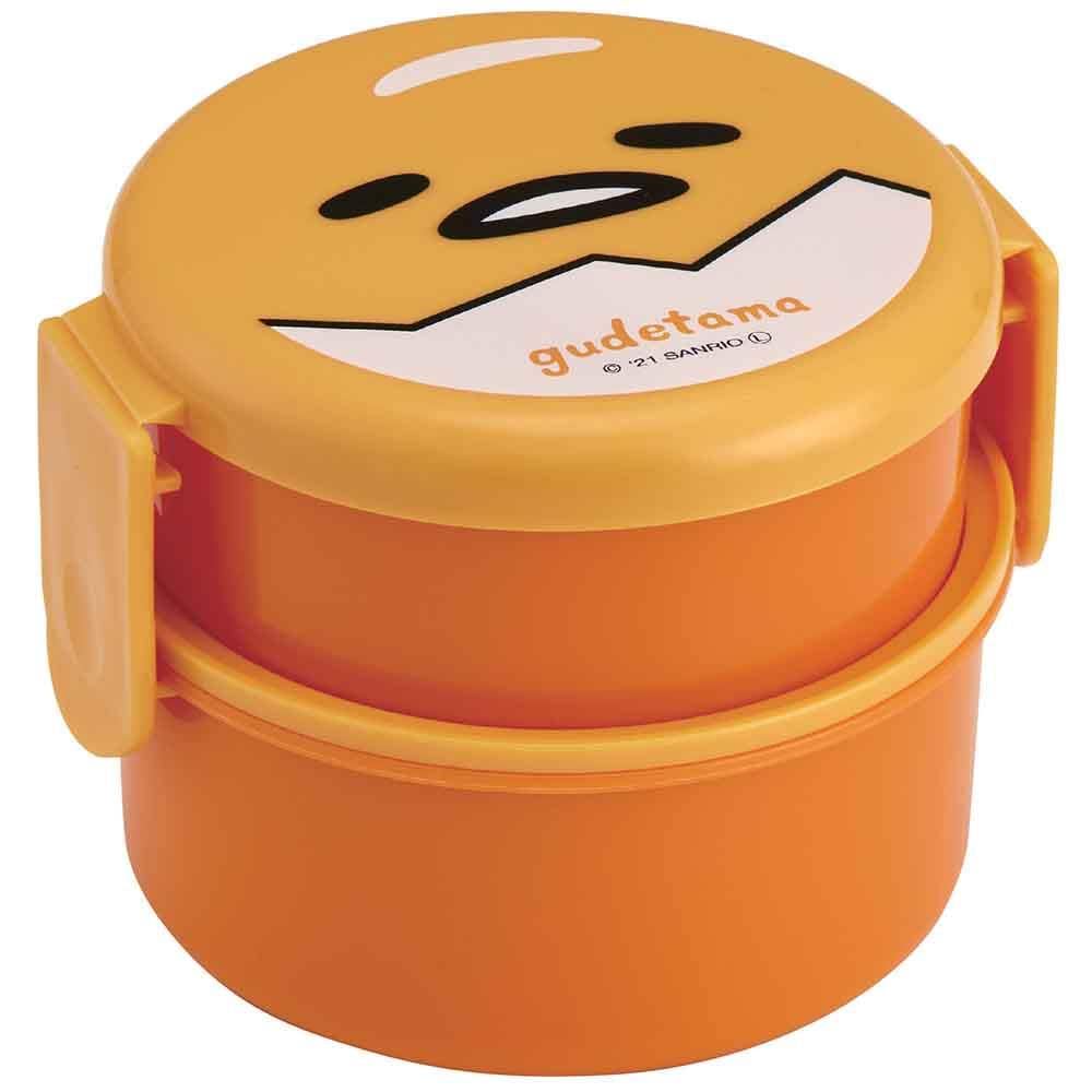 Skater Bento Lunch Box 500ml Round with Gudetama Face Fork - Made in Japan- Japan Figure Store - #1 Bring To You The Best Japanese Goods