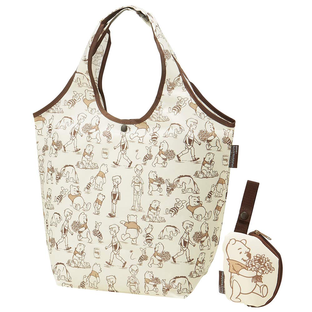 Skater Winnie The Pooh Eco Shopping Bag with Pouch 420x320x180mm - KBS42P-A- Japan Figure Store - #1 Bring To You The Best Japanese Goods