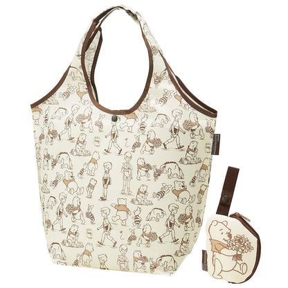 Skater Winnie The Pooh Eco Shopping Bag with Pouch 420x320x180mm - KBS42P-A- Japan Figure Store - #1 Bring To You The Best Japanese Goods