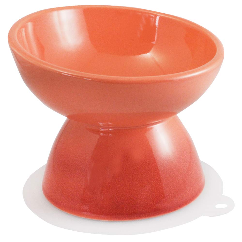 Skater Ceramic Small Dog Bowl with Mat - Orange Pet Feeder Chob2- Japan Figure Store - #1 Bring To You The Best Japanese Goods