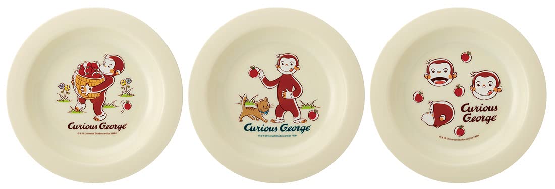 Skater Curious George Small Plastic Plates 15cm Set of 3 Durable Made in Japan- Japan Figure Store - #1 Bring To You The Best Japanese Goods