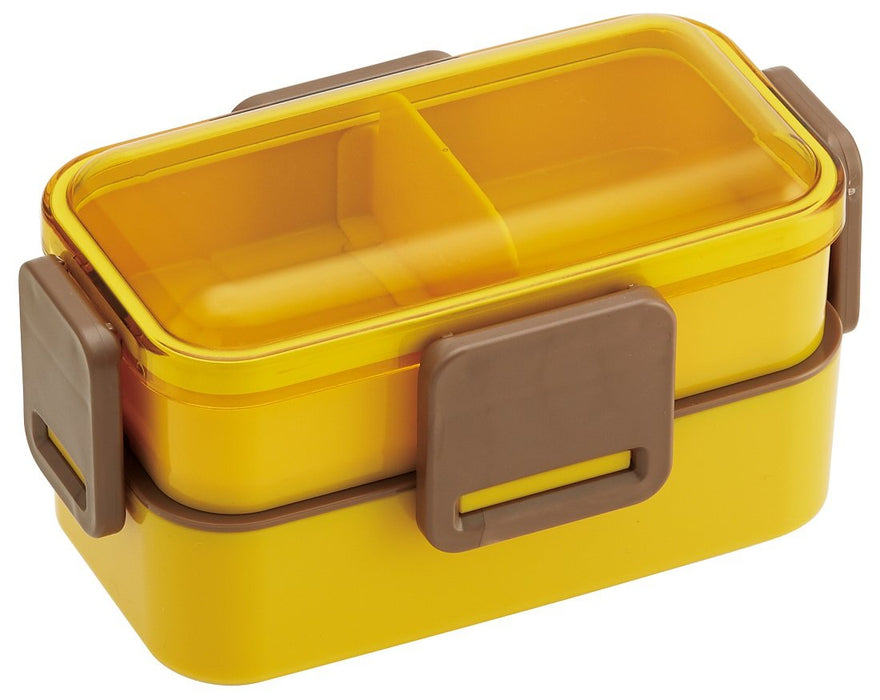 Skater 2-Tier Lunch Box 600ml Dome-Shaped Lid Softly Served Earth Colour Mustard Yellow- Japan Figure Store - #1 Bring To You The Best Japanese Goods