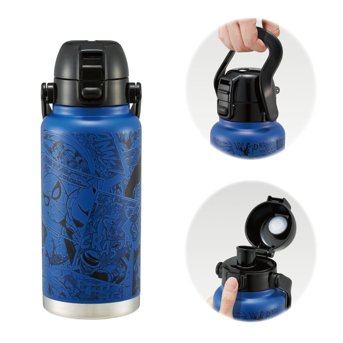 Skater Spiderman 1000ML Stainless Steel Bottle with Handle - Direct Mug