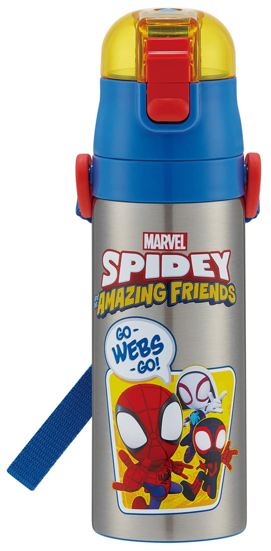 Skater Spiderman Steel Water Bottle 470ml - Lightweight Sports Kids Drinkware- Japan Figure Store - #1 Bring To You The Best Japanese Goods