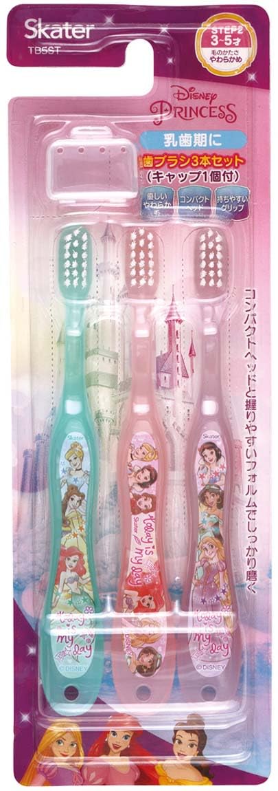 Skater Disney Princess Toothbrush Set Soft 14cm for Preschoolers 3-5 Years 3-Piece- Japan Figure Store - #1 Bring To You The Best Japanese Goods