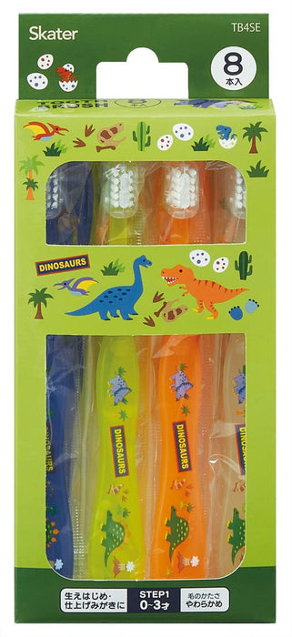 Skater Soft Baby Toothbrush Set Dinosaur-Themed for 0-3 Years – 8 Pieces 15cm- Japan Figure Store - #1 Bring To You The Best Japanese Goods