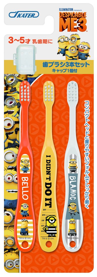 Skater Minions Toothbrush Set for Age 3-5 Preschoolers Normal Bristles 3 Pack- Japan Figure Store - #1 Bring To You The Best Japanese Goods